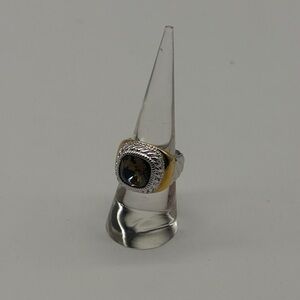 Retired Joan Rivers Silver & Gold Tone Faceted Topaz Cable Ring Size 6.5